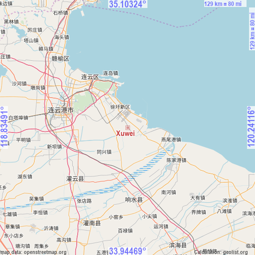 Xuwei on map