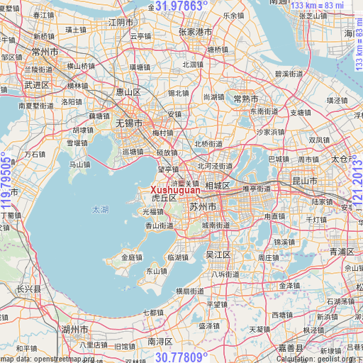 Xushuguan on map