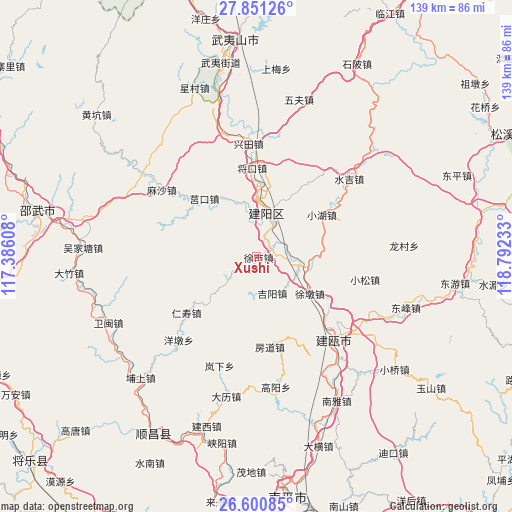 Xushi on map