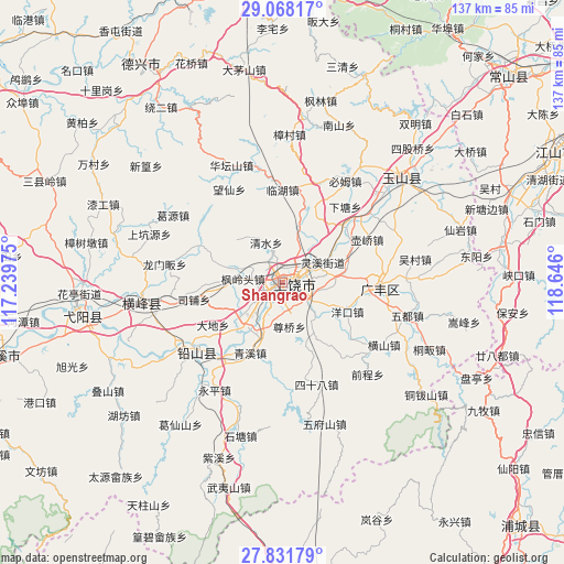 Shangrao on map