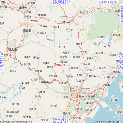 Xunzhai on map