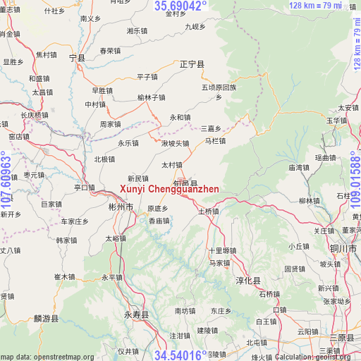 Xunyi Chengguanzhen on map