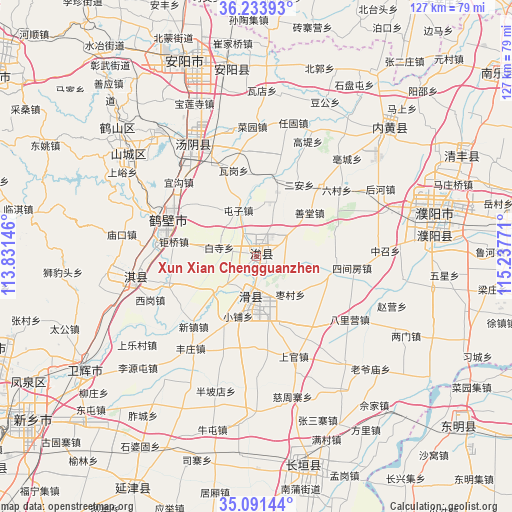 Xun Xian Chengguanzhen on map