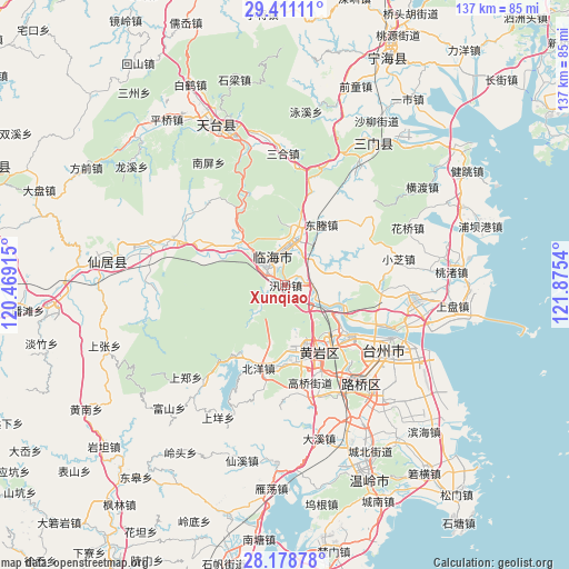 Xunqiao on map