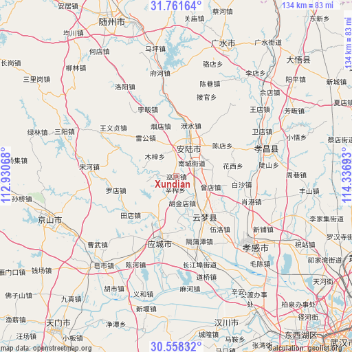 Xundian on map