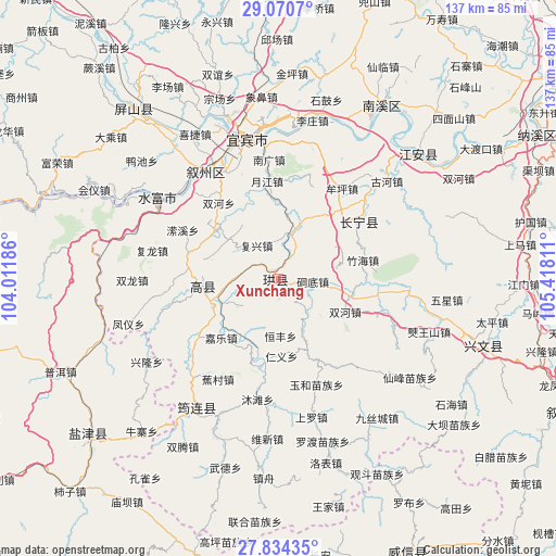 Xunchang on map