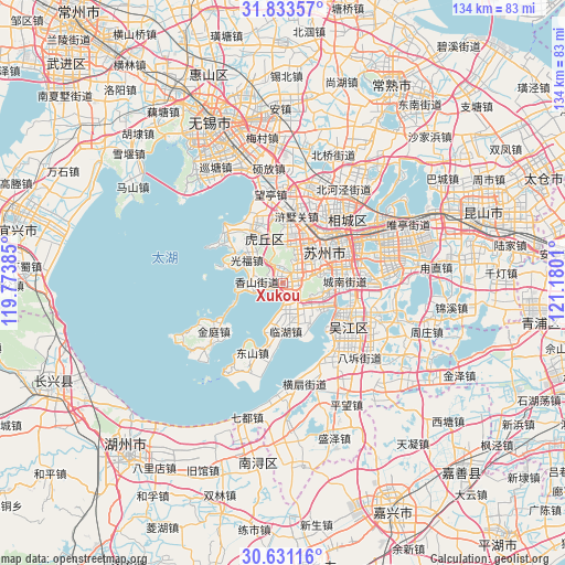 Xukou on map