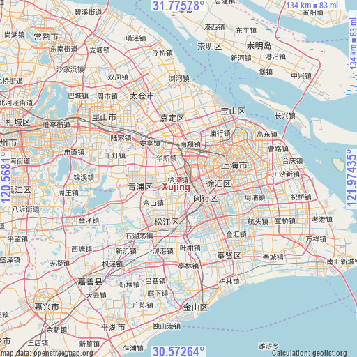 Xujing on map