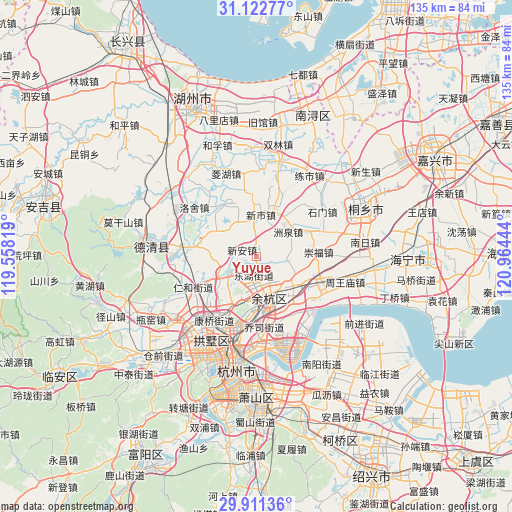 Yuyue on map