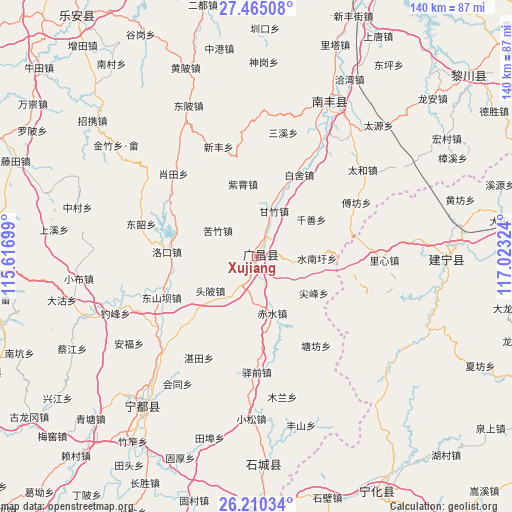 Xujiang on map