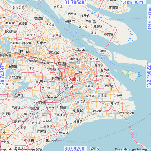 Xuhui on map