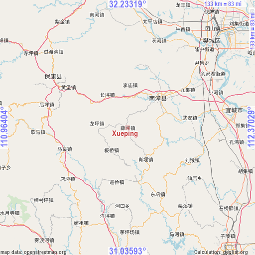 Xueping on map