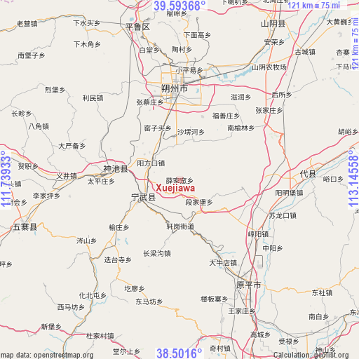 Xuejiawa on map