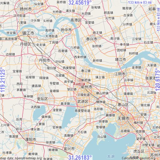 Xuejia on map