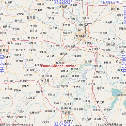 Funan Chengguanzhen on map