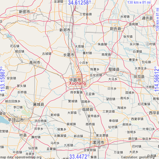 Xuchang on map