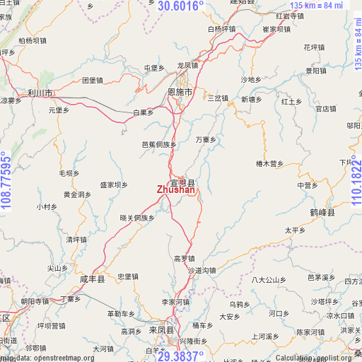 Zhushan on map