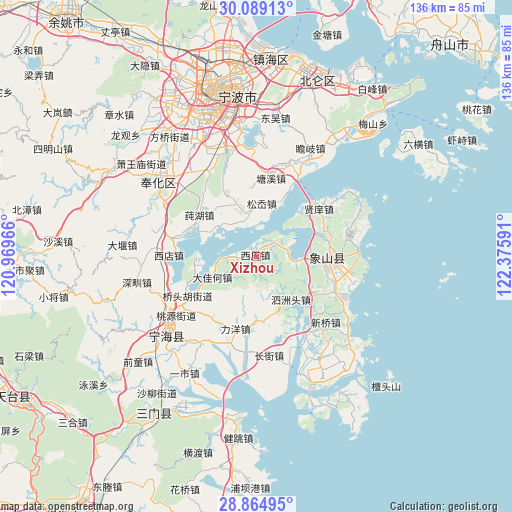 Xizhou on map