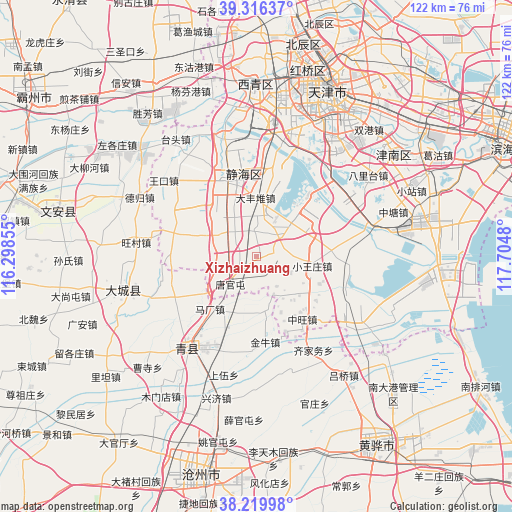 Xizhaizhuang on map