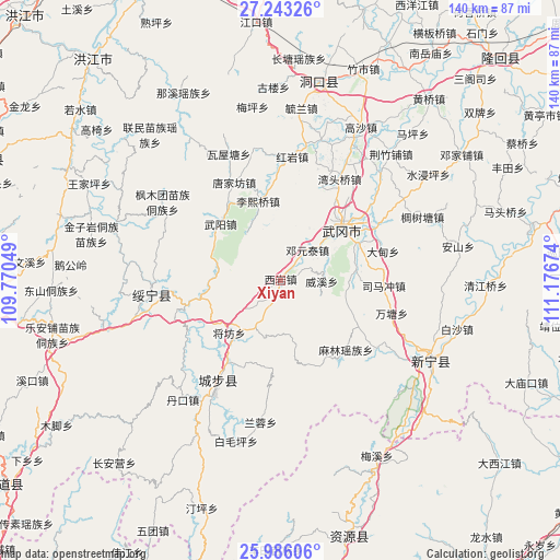 Xiyan on map