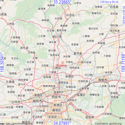 Xiyang on map