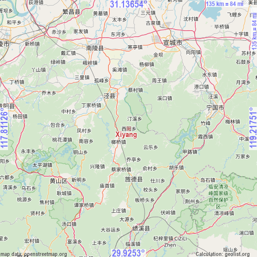 Xiyang on map