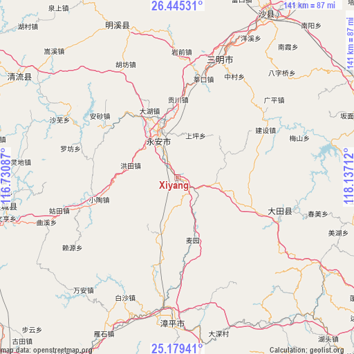 Xiyang on map