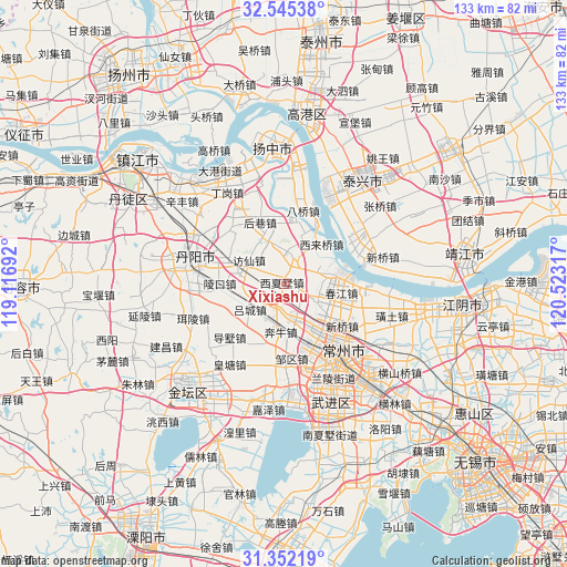 Xixiashu on map