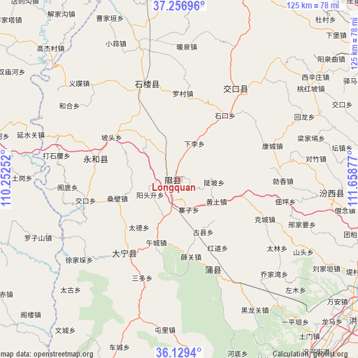 Longquan on map