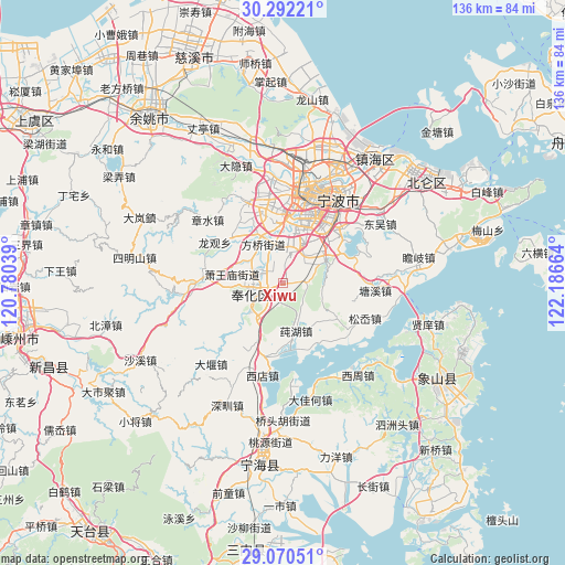 Xiwu on map