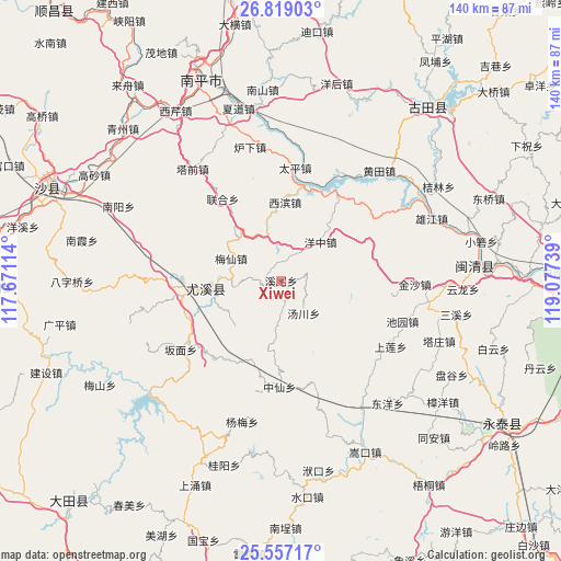 Xiwei on map