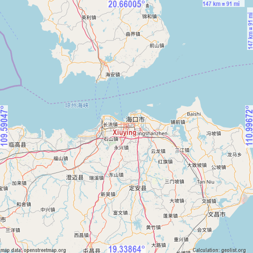 Xiuying on map