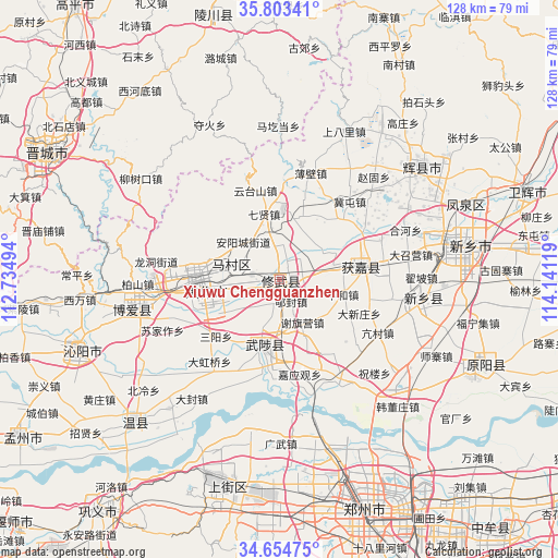 Xiuwu Chengguanzhen on map