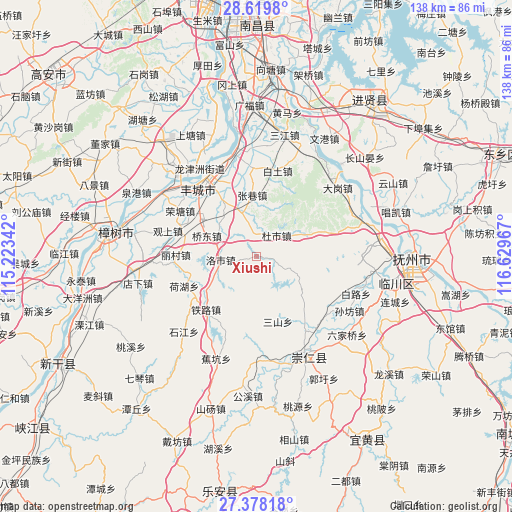 Xiushi on map