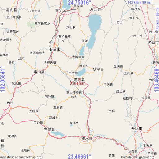 Xiushan on map