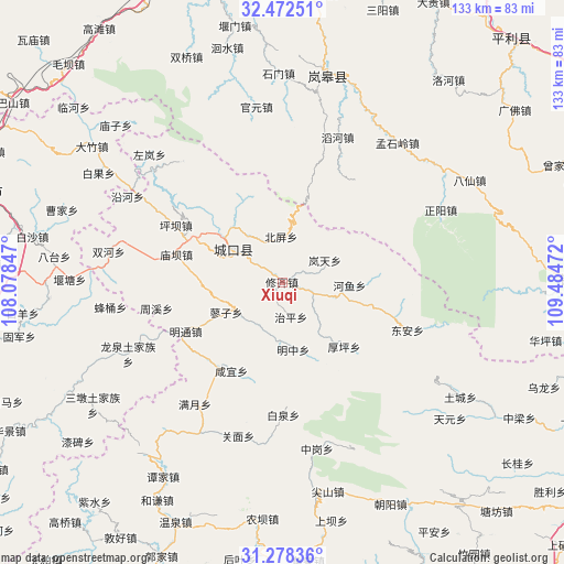 Xiuqi on map