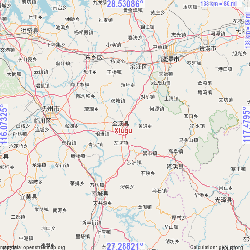 Xiugu on map