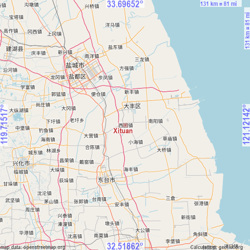 Xituan on map