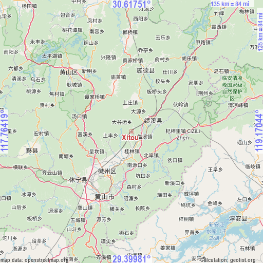 Xitou on map