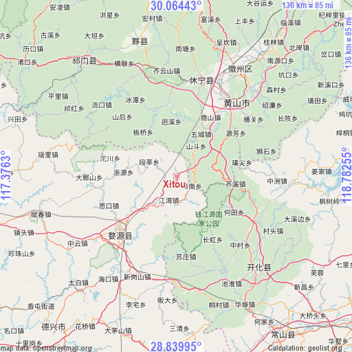 Xitou on map