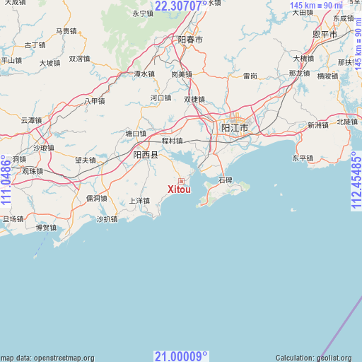 Xitou on map