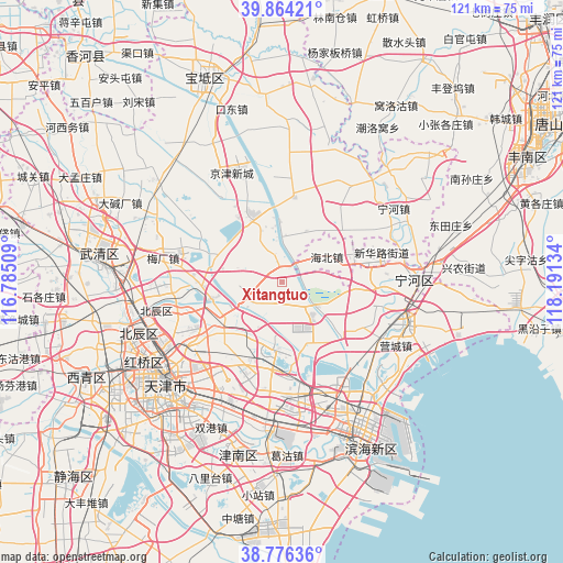 Xitangtuo on map