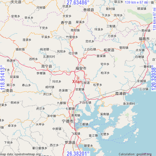 Xitan on map