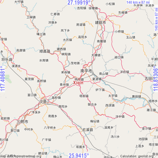 Xiqin on map