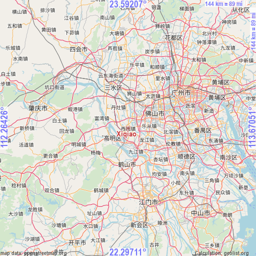 Xiqiao on map