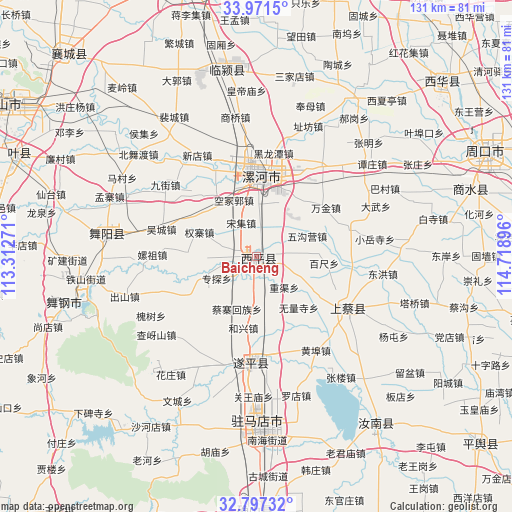 Baicheng on map