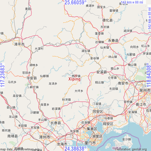 Xiping on map