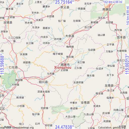 Xiongzhou on map