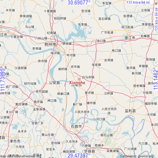 Xionghe on map