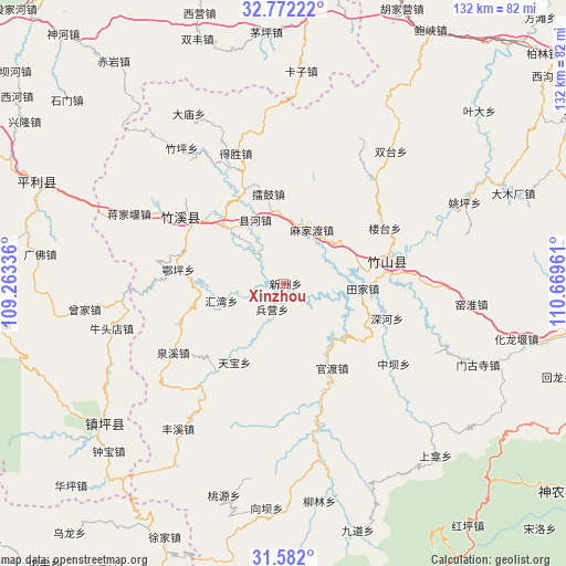 Xinzhou on map